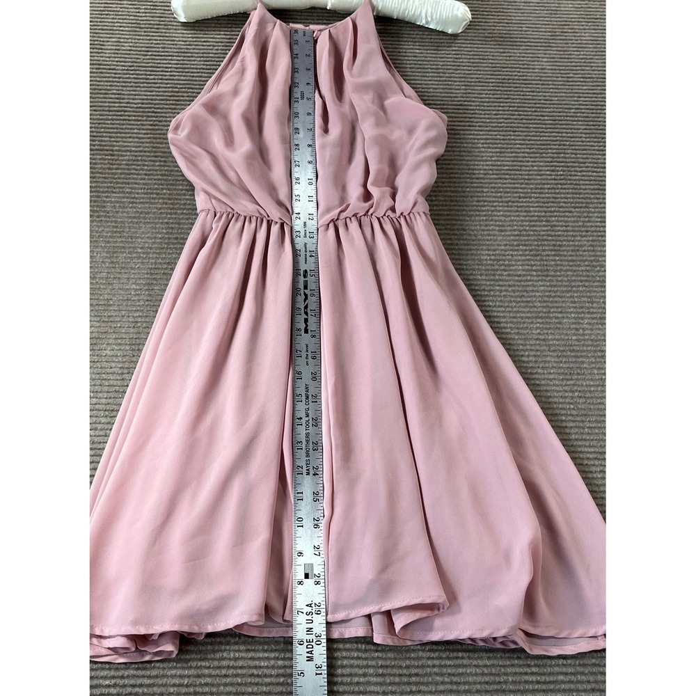 Lush Mauve Pink Halter Neck Pleated Mini Dress Womens Size XS NWOT - Picture 4 of 7